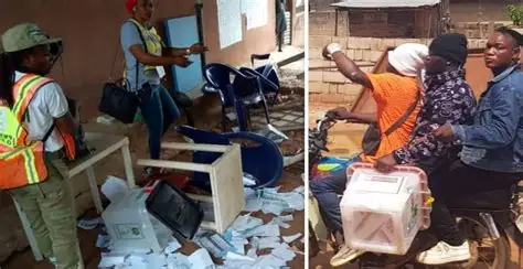 An election violence scene